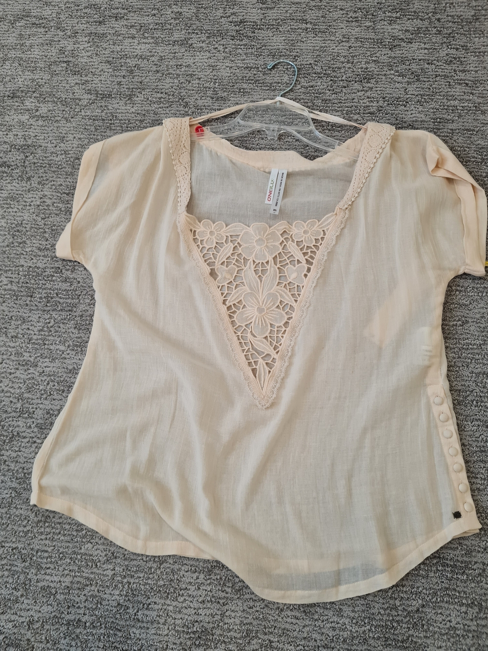 O'Neill Cream Lace-Front Women's Blouse